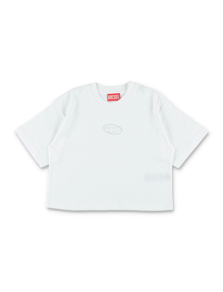 Girls White Logo Crop T-Shirt 1