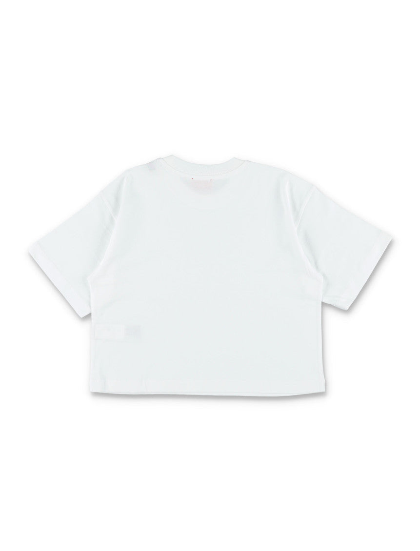 Girls White Logo Crop T-Shirt 2