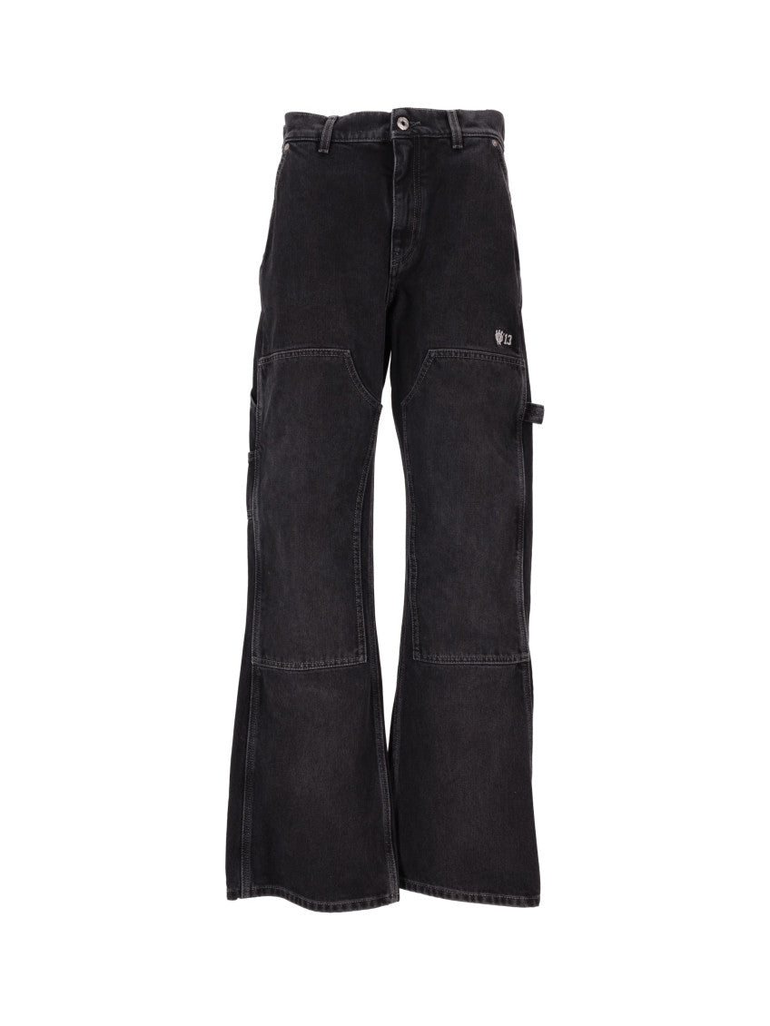 Black Panelled Flared Jeans 1