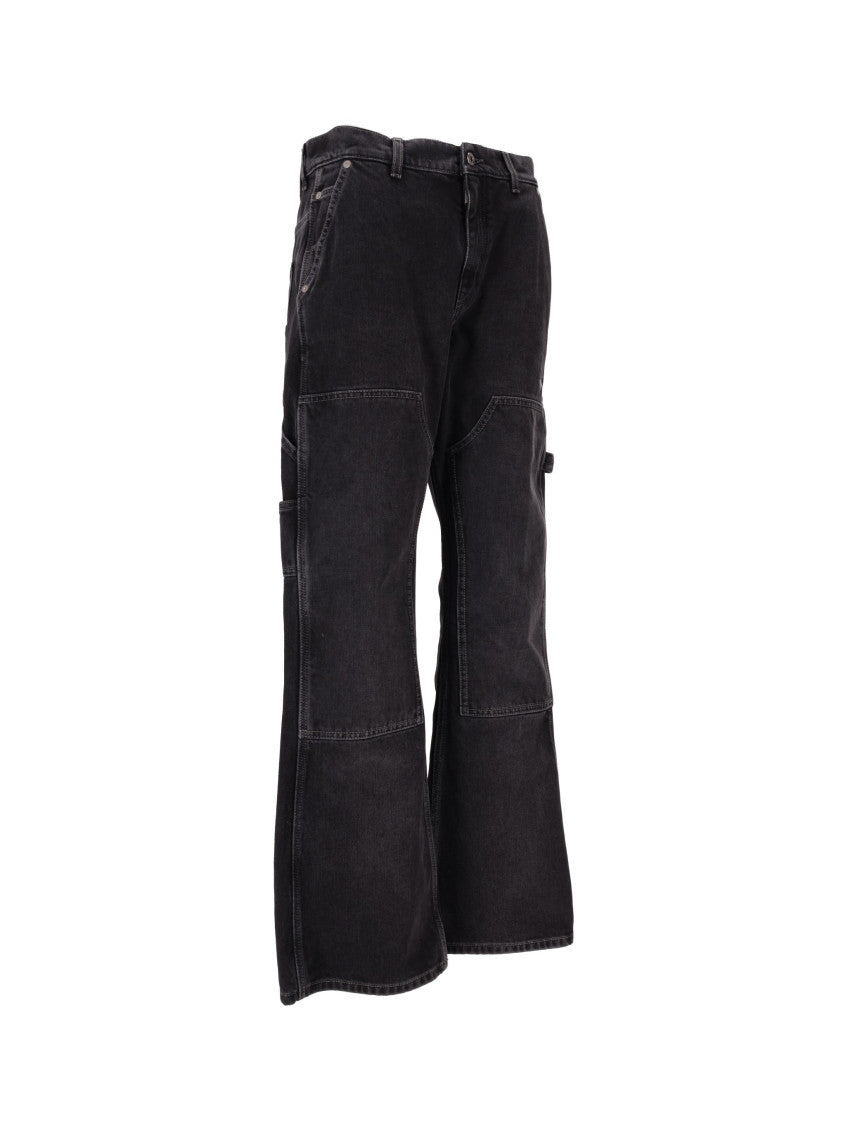 Black Panelled Flared Jeans 2