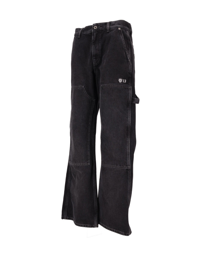 Black Panelled Flared Jeans 3