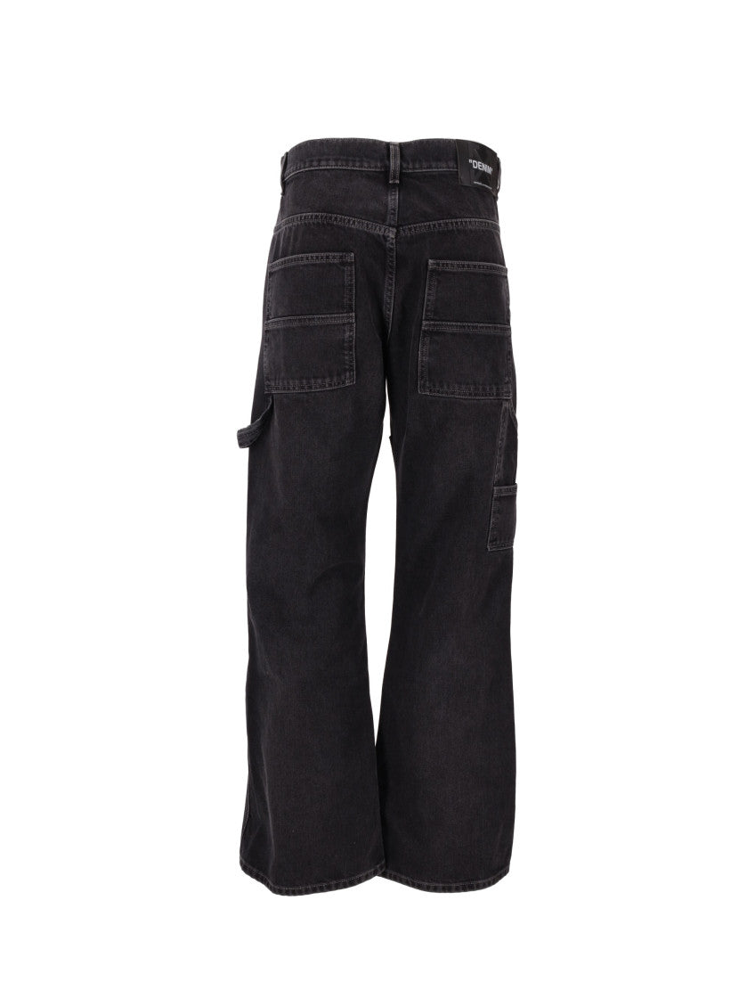 Black Panelled Flared Jeans 4