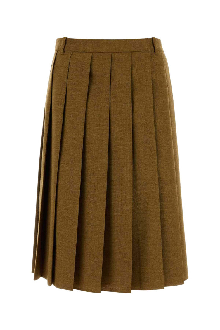 Brown Pleated Midi Skirt 1