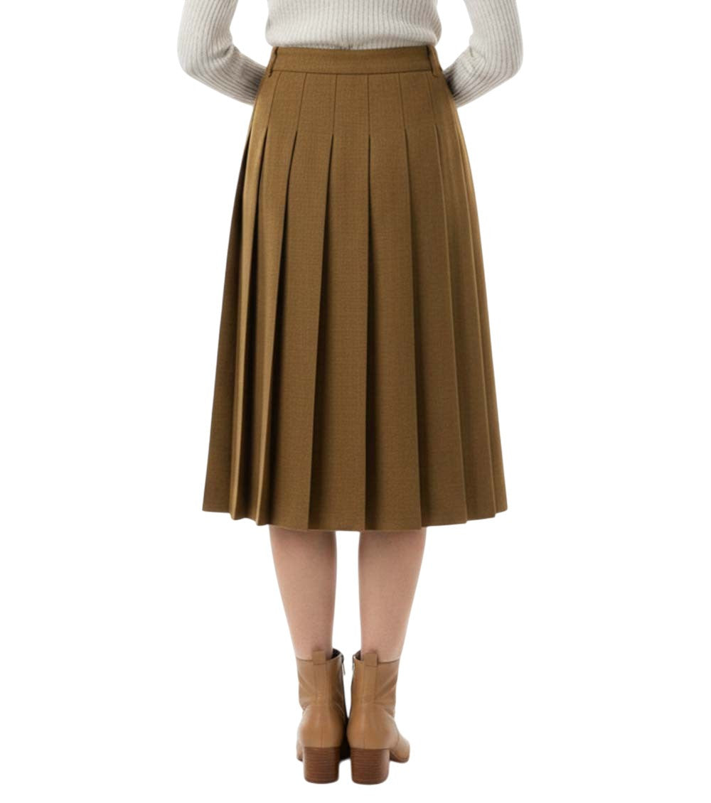 Brown Pleated Midi Skirt 4