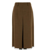 Dark Brown Solid Midi Skirt 1