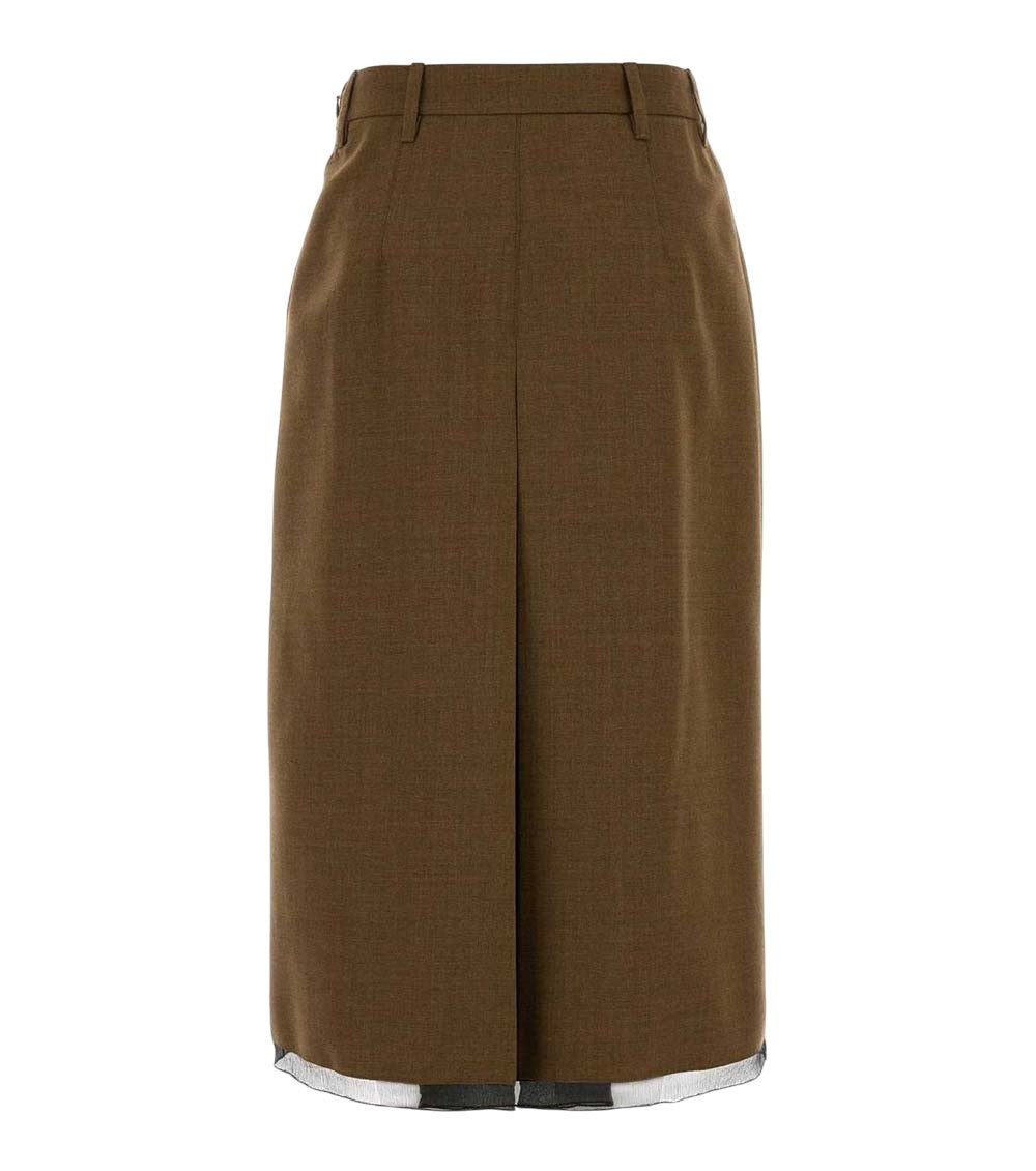 Dark Brown Solid Midi Skirt 2