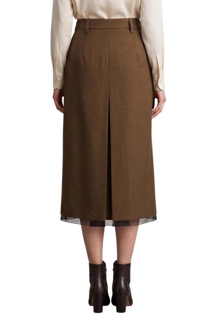 Dark Brown Solid Midi Skirt 4