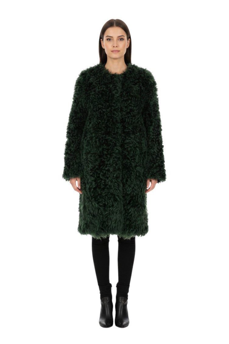 Green Textured V Neck Jacket 3