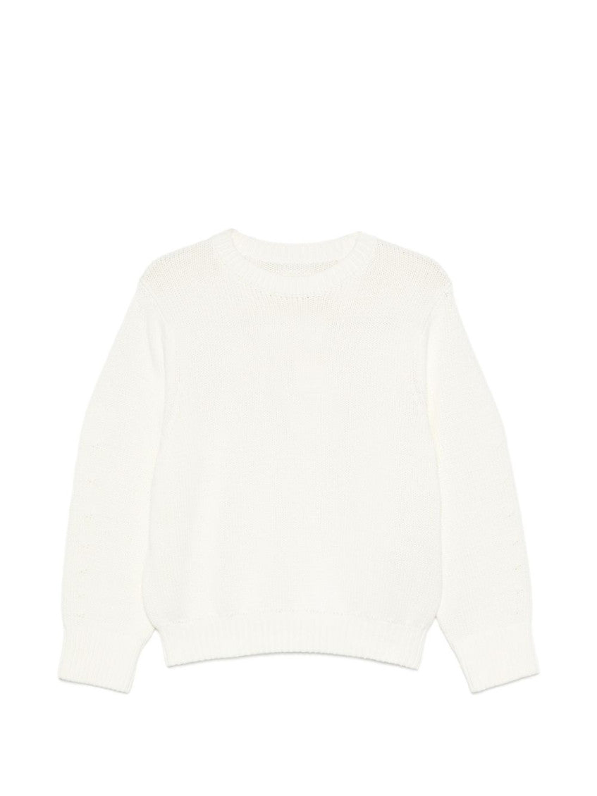 White Knitted Crew Neck Sweater 1