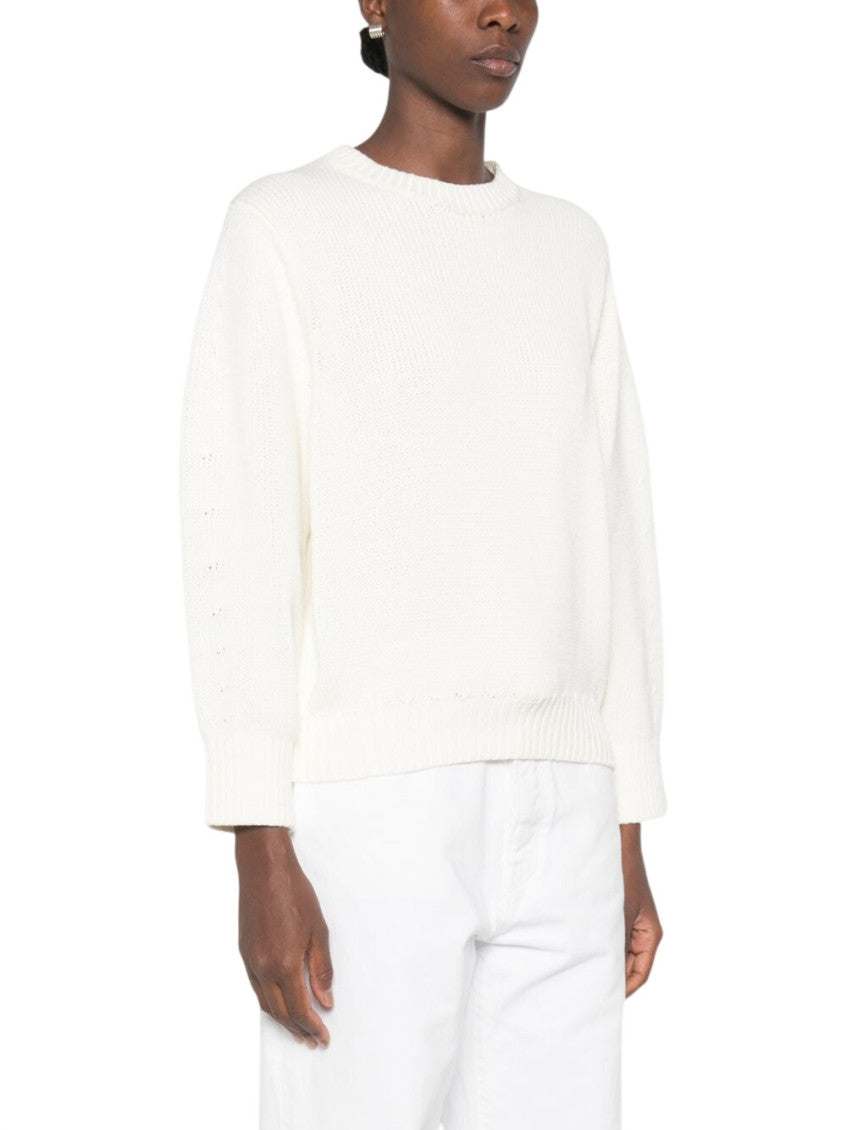 White Knitted Crew Neck Sweater 4