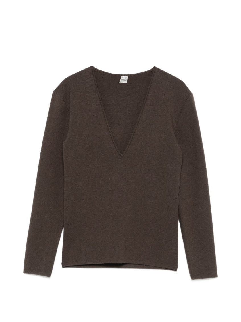 Brown V Neck Sweatshirt 1