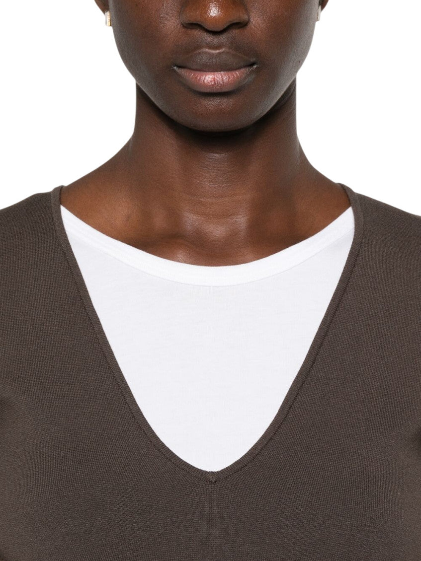 Brown V Neck Sweatshirt 3