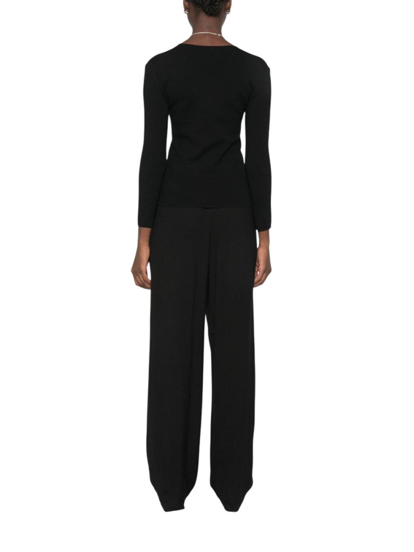 Black Solid V Neck Sweatshirt 2