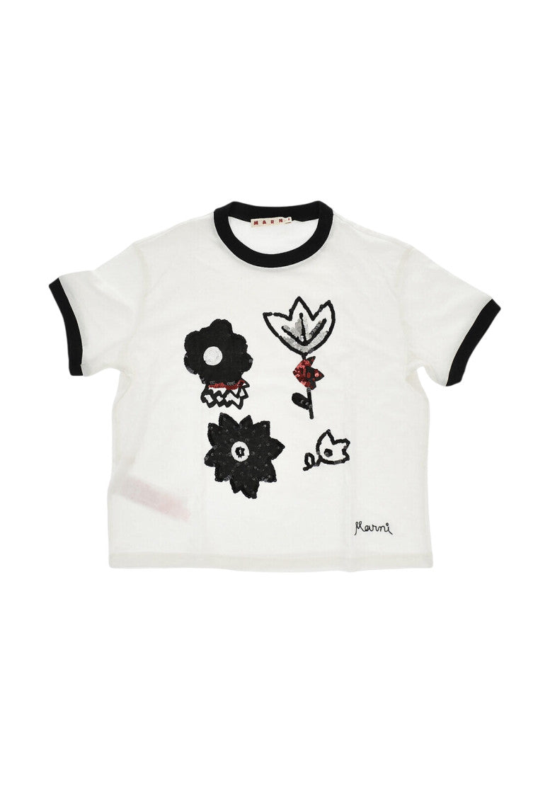 Girls White Floral T-Shirt 1