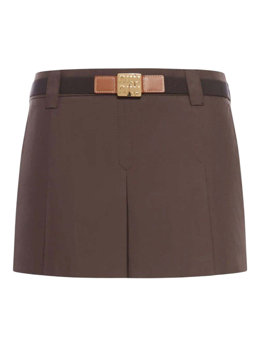Brown Solid Mini Skirt 1