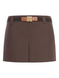 Brown Solid Mini Skirt 1