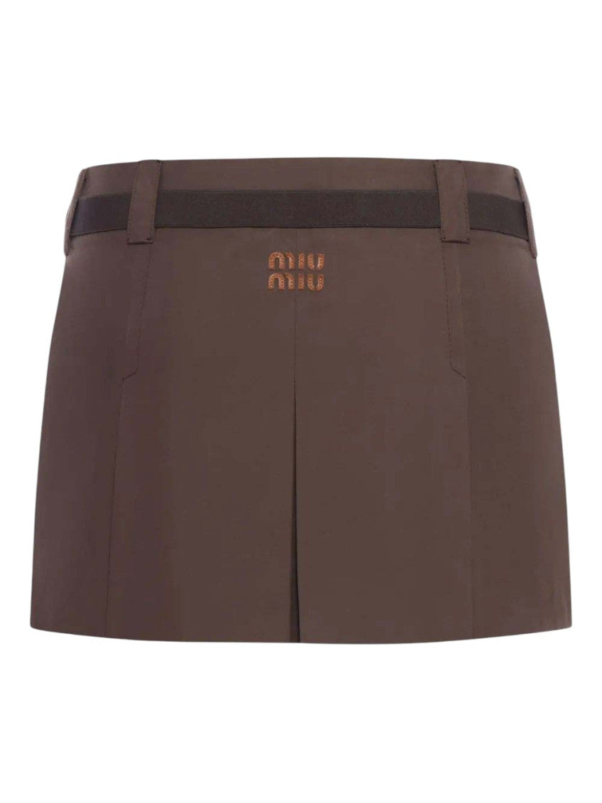Brown Solid Mini Skirt 2