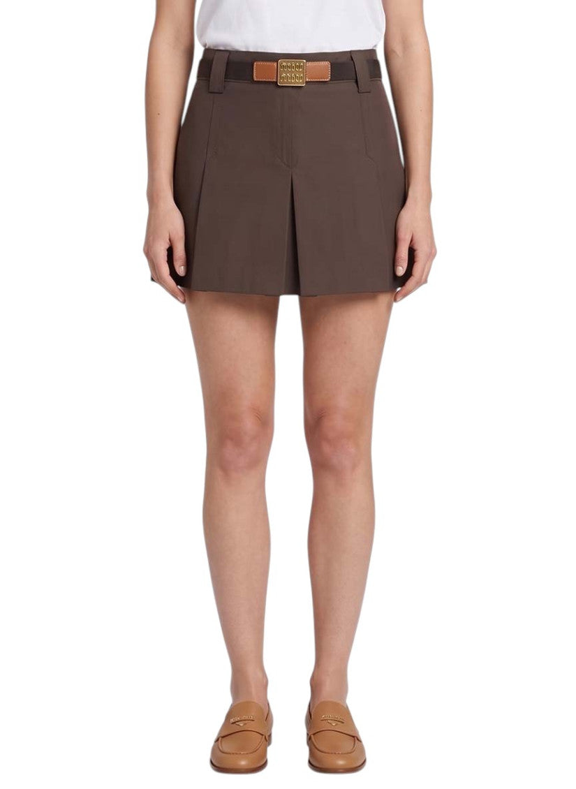Brown Solid Mini Skirt 3