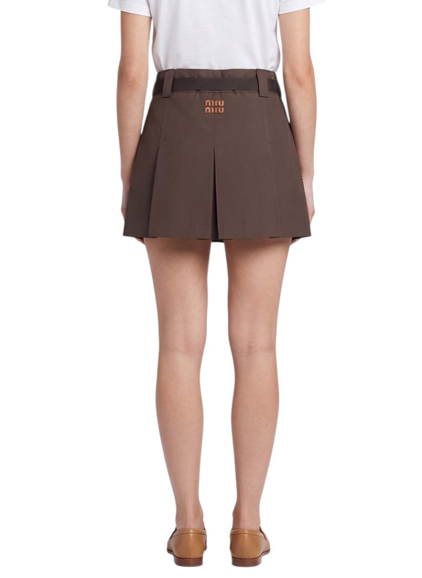 Brown Solid Mini Skirt 4
