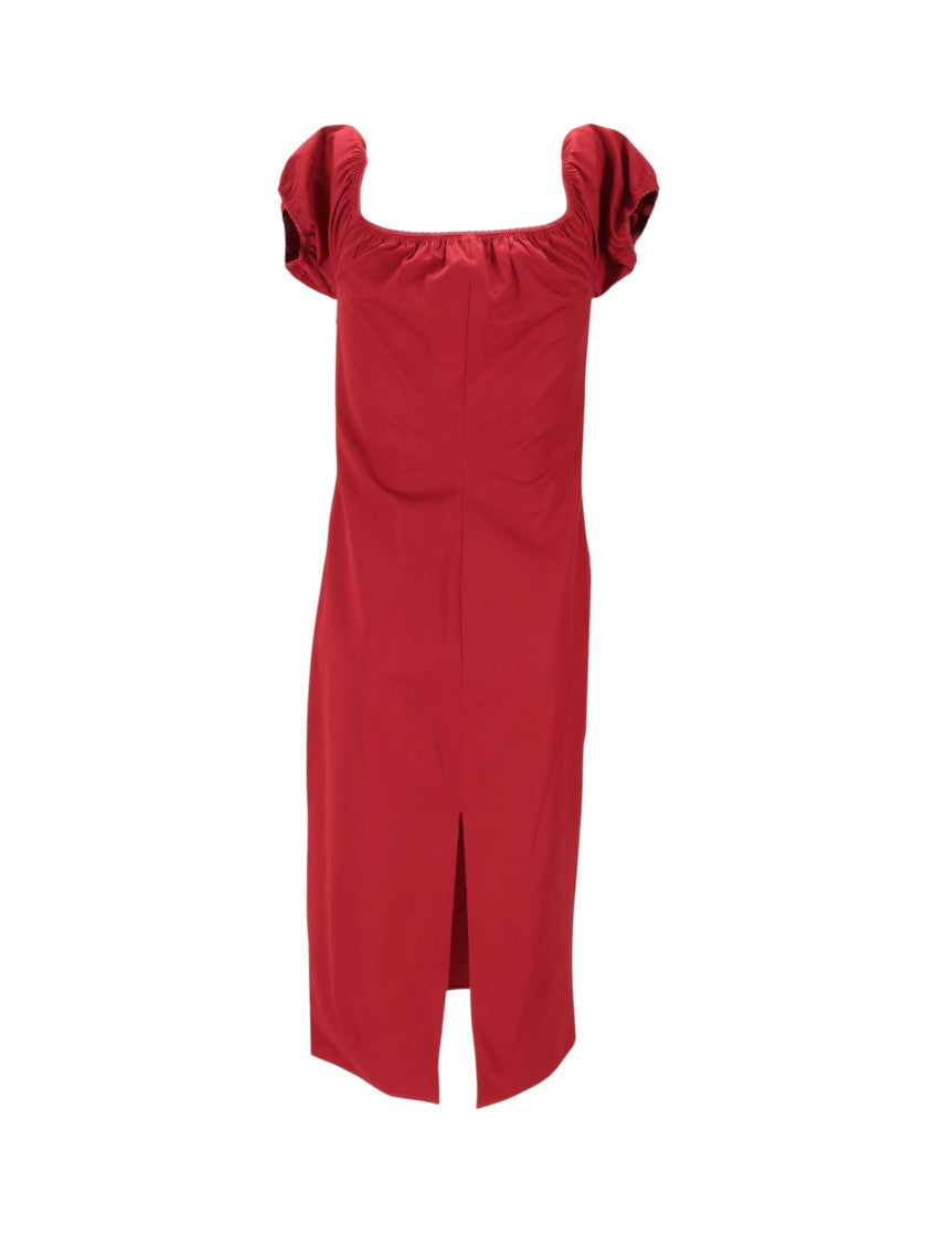 Red Scoop Neck Midi Dress 2