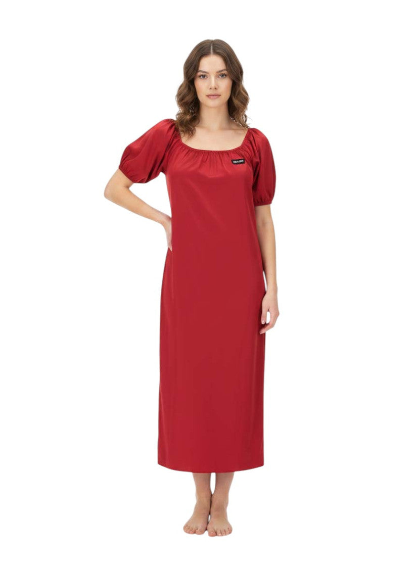 Red Scoop Neck Midi Dress 3