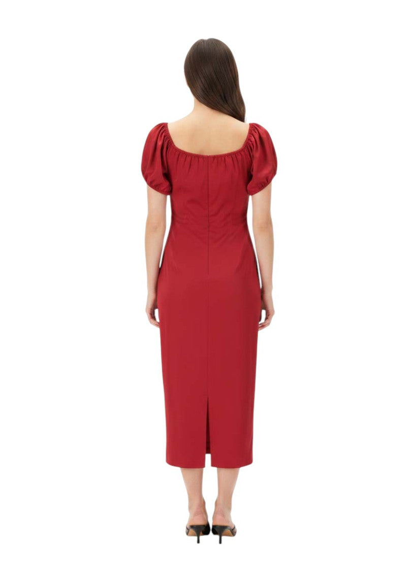 Red Scoop Neck Midi Dress 4