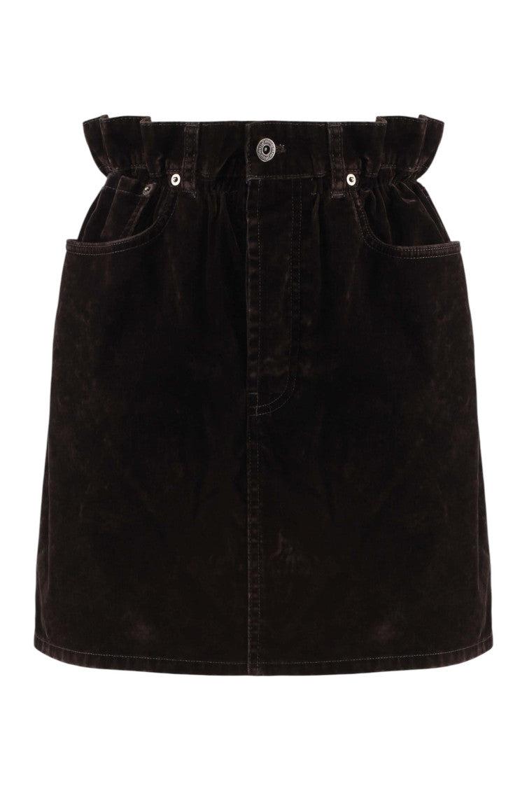 Brown Solid Mini Skirt 1