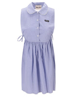 Blue Checks Shirt Collar Dress 1