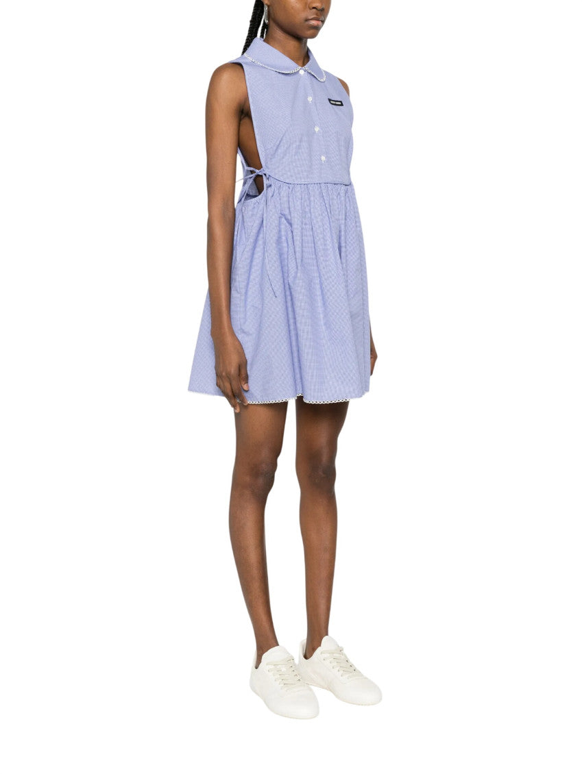 Blue Checks Shirt Collar Dress 2