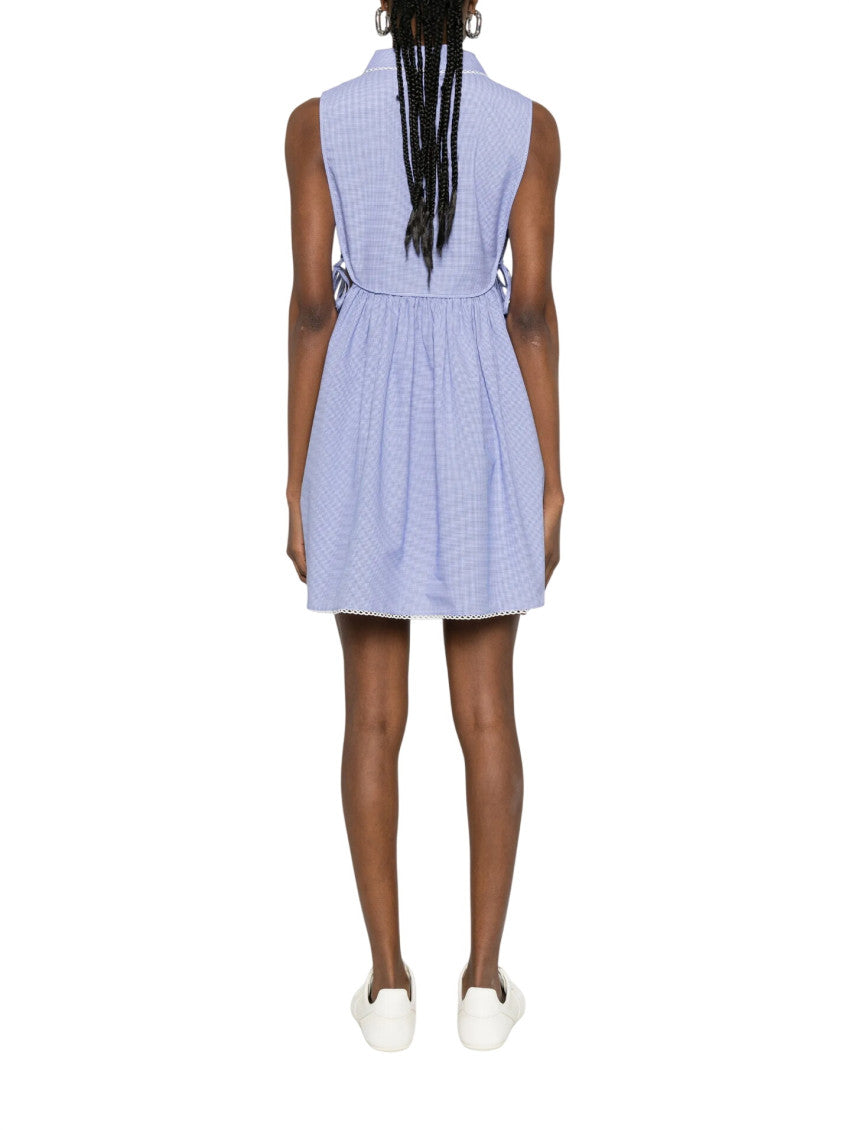 Blue Checks Shirt Collar Dress 3