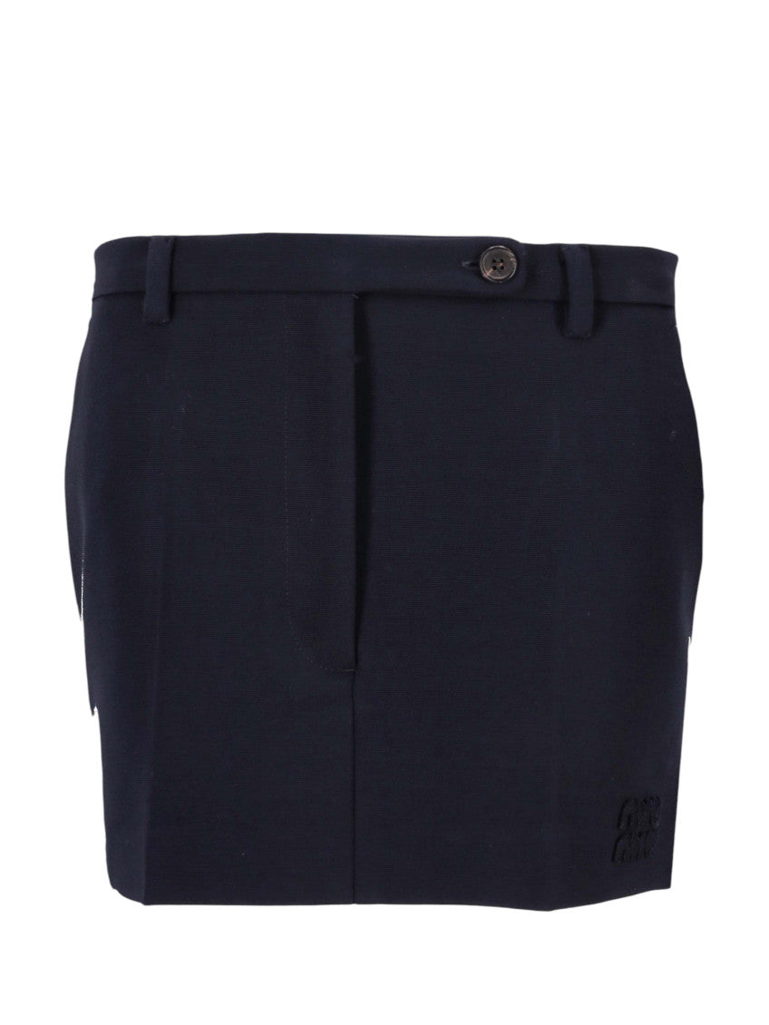 Navy Blue Solid Mini Skirt 1