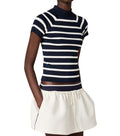BlackWhite Stripes Mock Collar Sweater 1