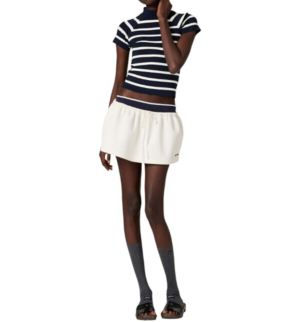 BlackWhite Stripes Mock Collar Sweater 2