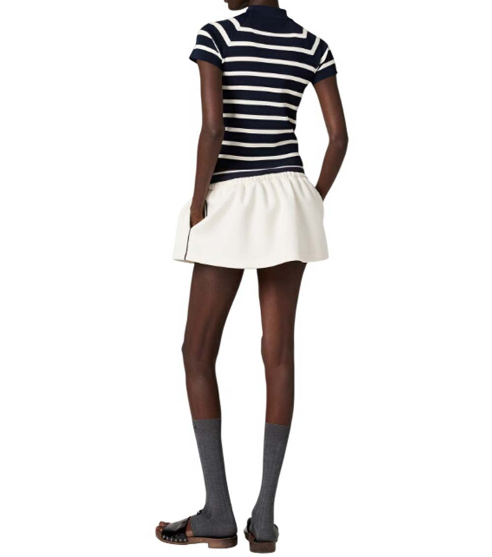BlackWhite Stripes Mock Collar Sweater 3