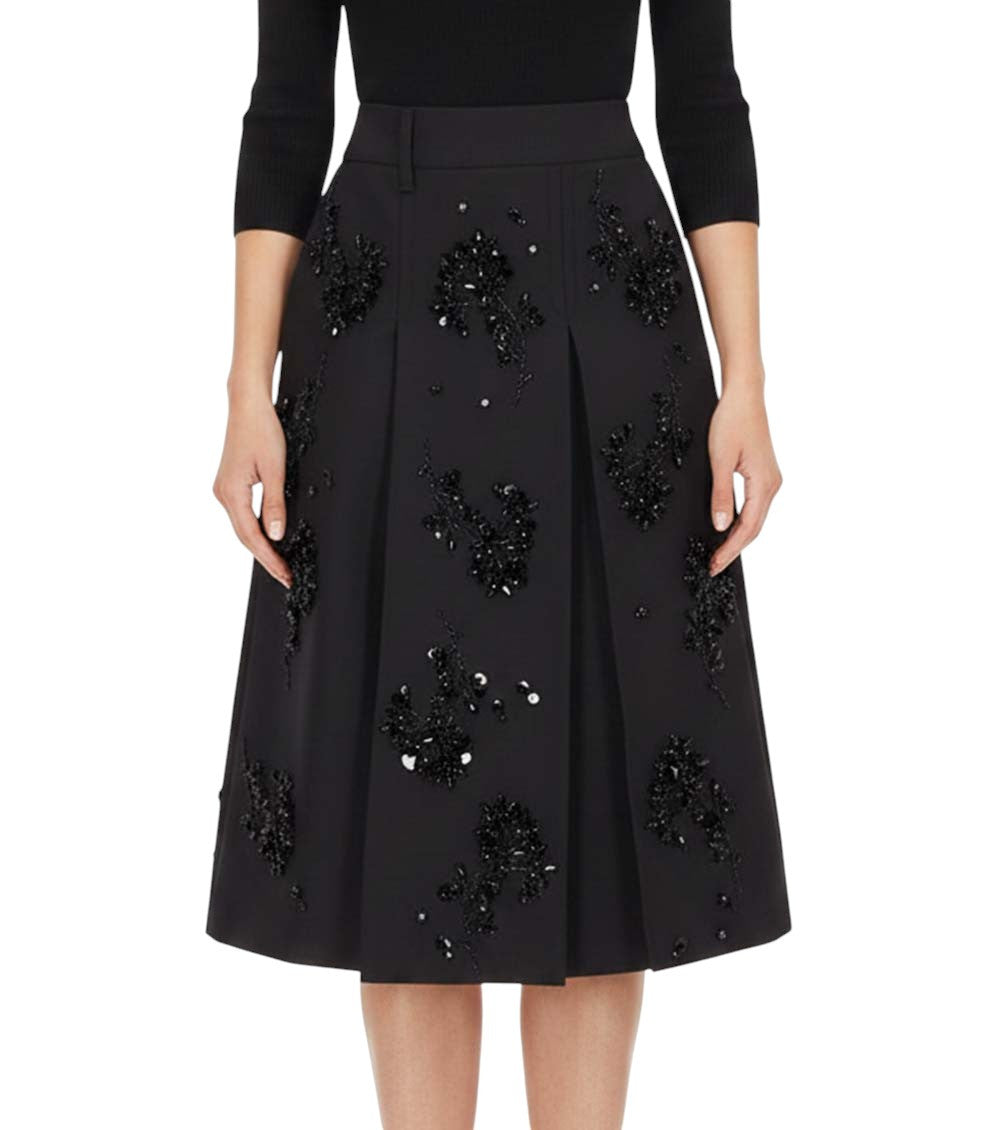 Black Embellished Midi Skirt 3