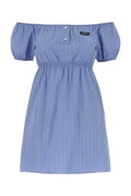Blue Checks Off Shoulder Mini Dress 1