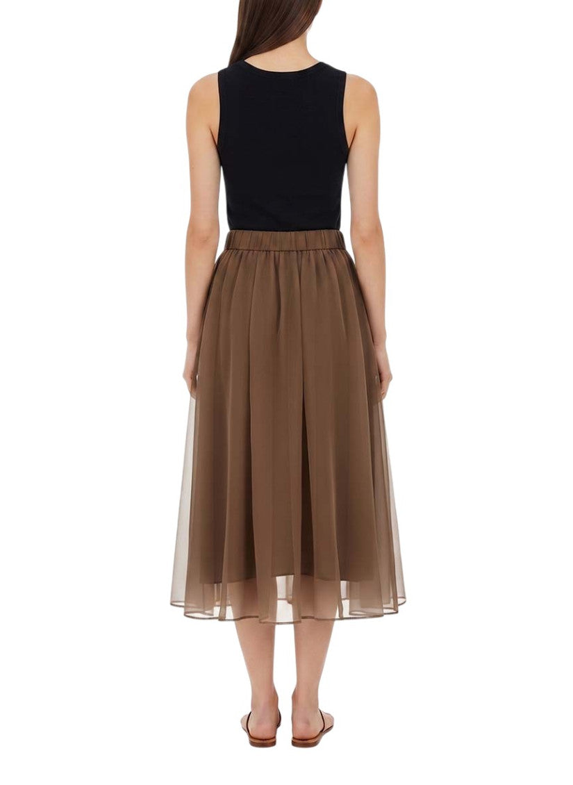 Brown Solid Midi Skirt 4