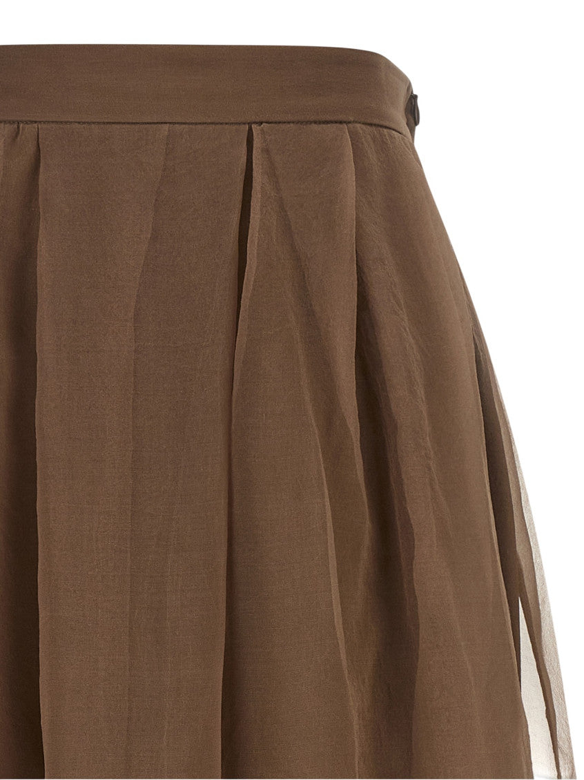 Brown Solid Midi Skirt 5