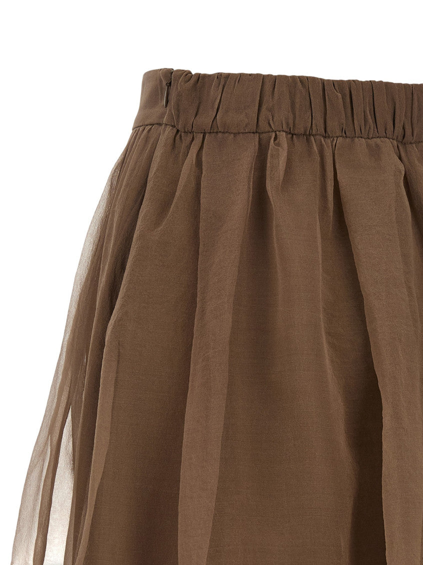 Brown Solid Midi Skirt 6
