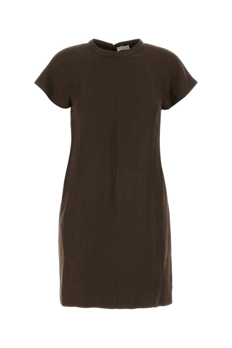 Brown Round Neck Mini Dress 1