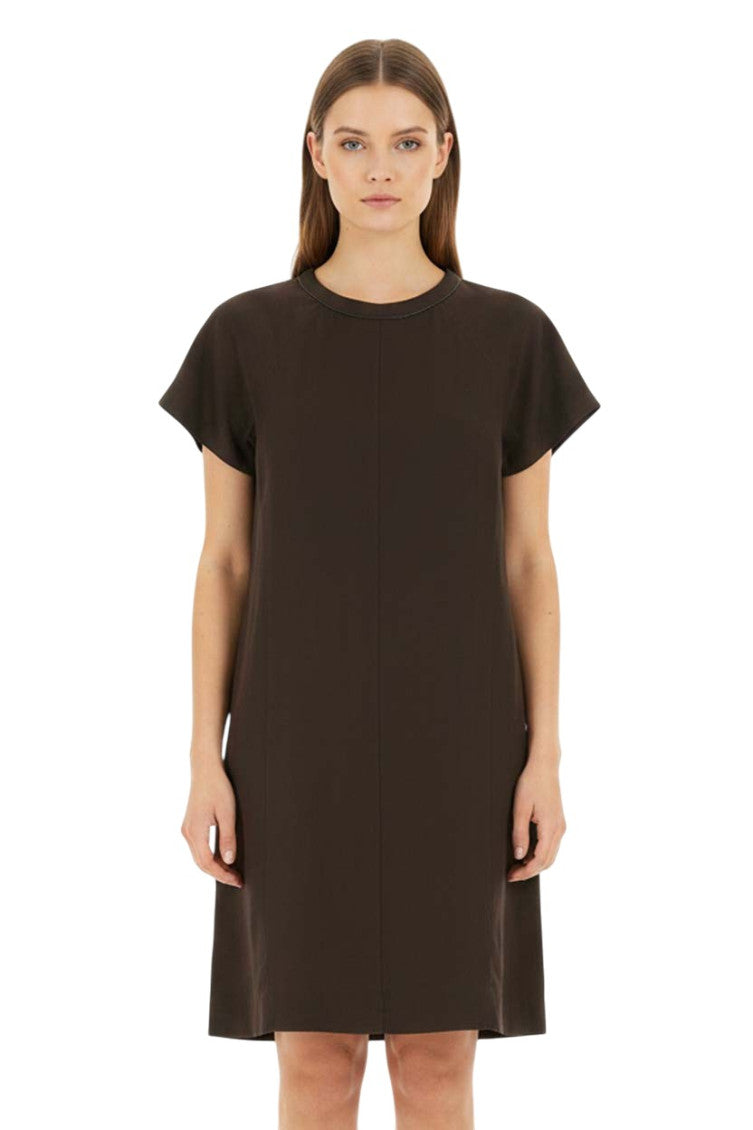 Brown Round Neck Mini Dress 3