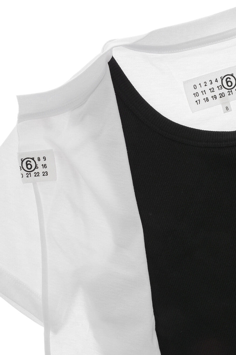 Girls BlackWhite Solid T-Shirt 3