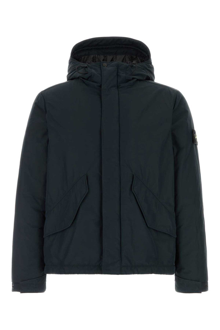 Navy Blue Solid Hood Jacket 1