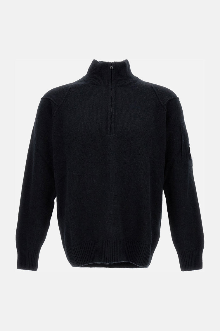 Black Half Zip Logo Sweater 1