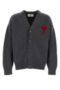 Grey V-Neck Logo Cardigan 1