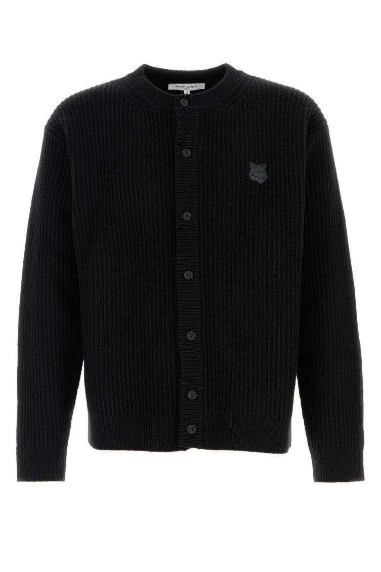 Black Round Neck Logo Cardigan 1