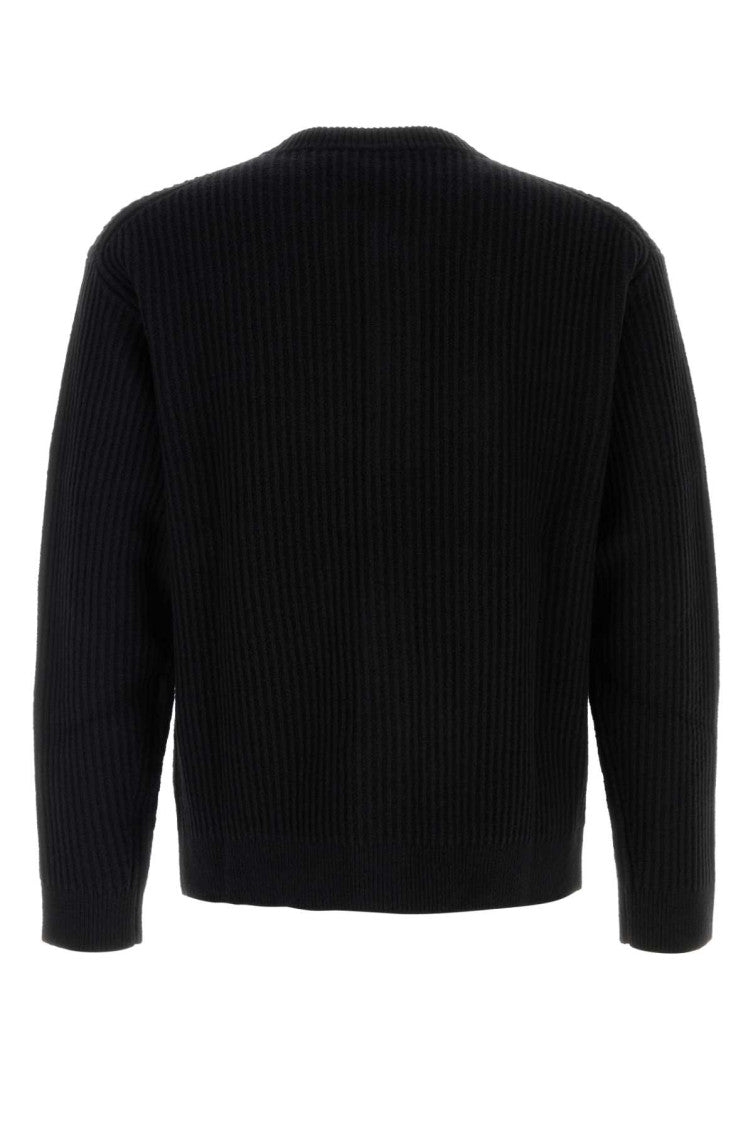 Black Round Neck Logo Cardigan 2