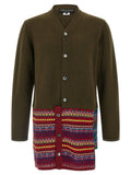 Green V-Neck Patchwork Cardigan 1