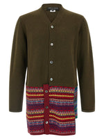 Green V-Neck Patchwork Cardigan 1