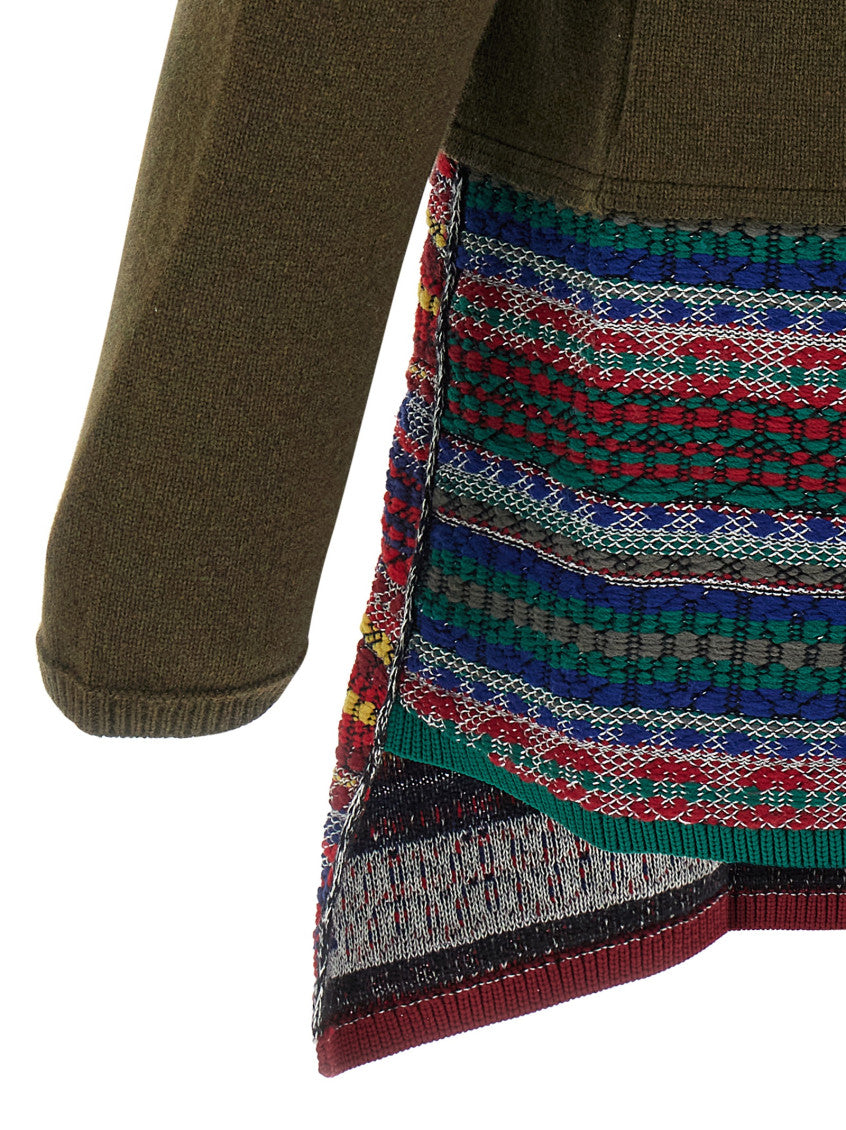 Green V-Neck Patchwork Cardigan 4